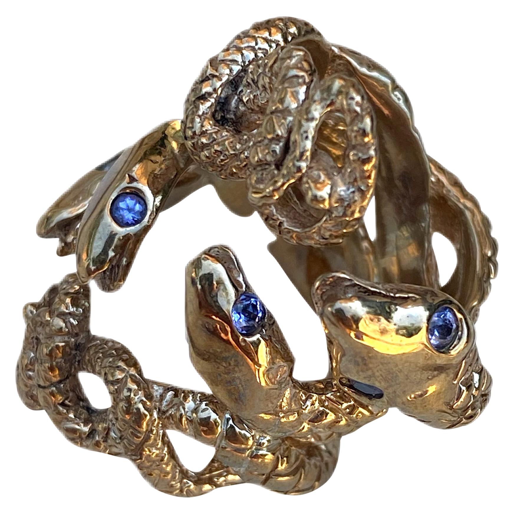 Schlangenring Tansanit Bronze Resizable Cocktail Mode Ring J Dauphin