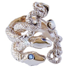 Anello serpente Tanzanite Anello cocktail in argento placcato oro J DAUPHIN