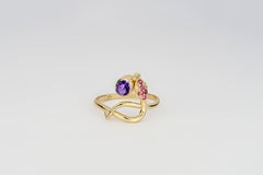 Snake 14k Gold Ring with Amethyst