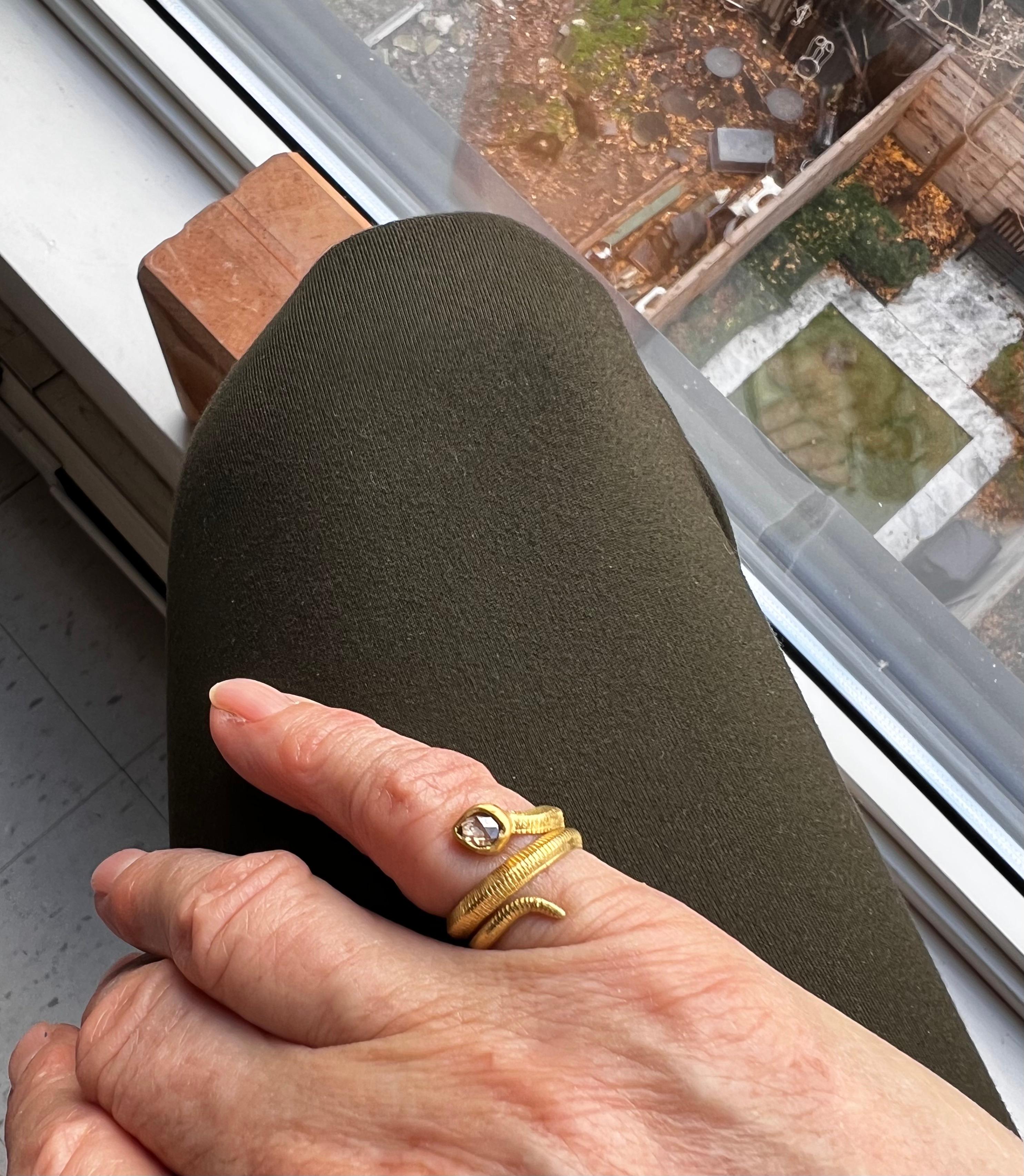 Snake ring with cognac diamond  In New Condition For Sale In New York, NY