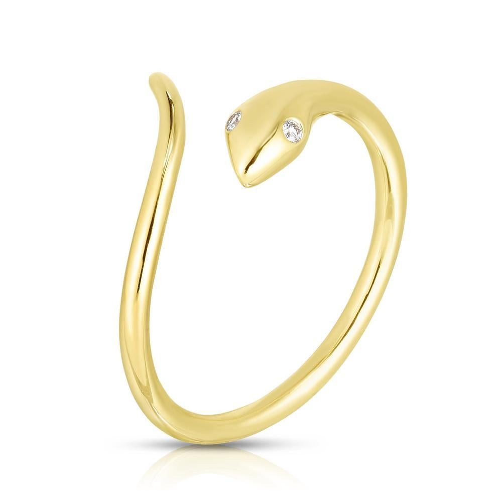 Snake Ring With Diamond Stackable Band,  Gold, Ben Dannie

Can be sized to any finger size, this ring will be made to order and take approximately 1-3 weeks from customers final design approval. If you need a sooner date let us know and we will see
