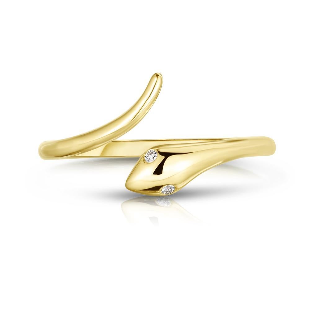 Snake Ring with Diamond Stackable Band, Gold, Ben Dannie Moderno