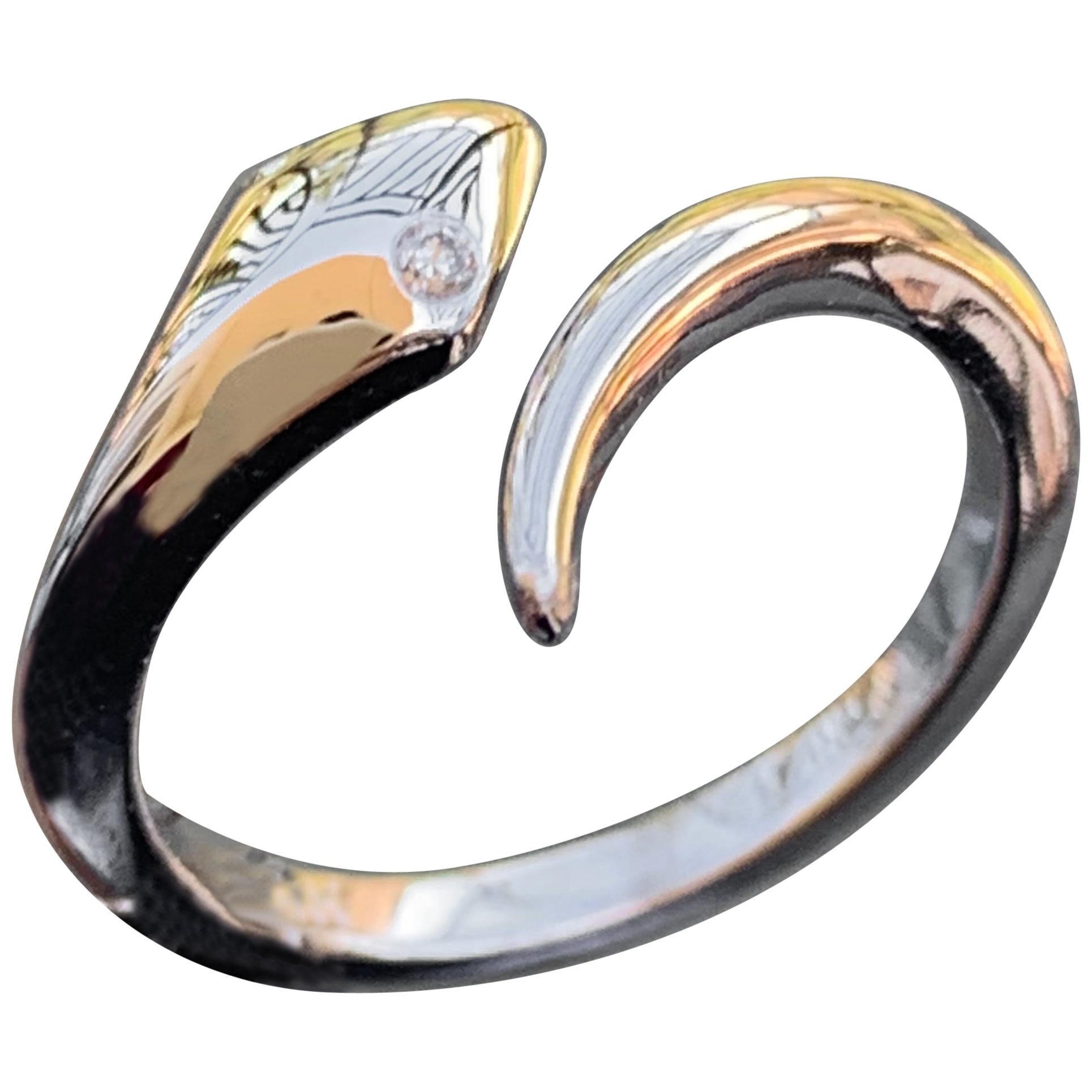 Anillo de serpiente con banda apilable de diamantes, oro, Ben Dannie