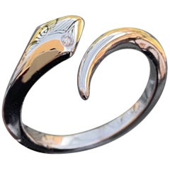 Snake Ring with Diamond Stackable Band, Gold, Ben Dannie