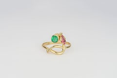 Snake 14k Gold Ring with Emerald