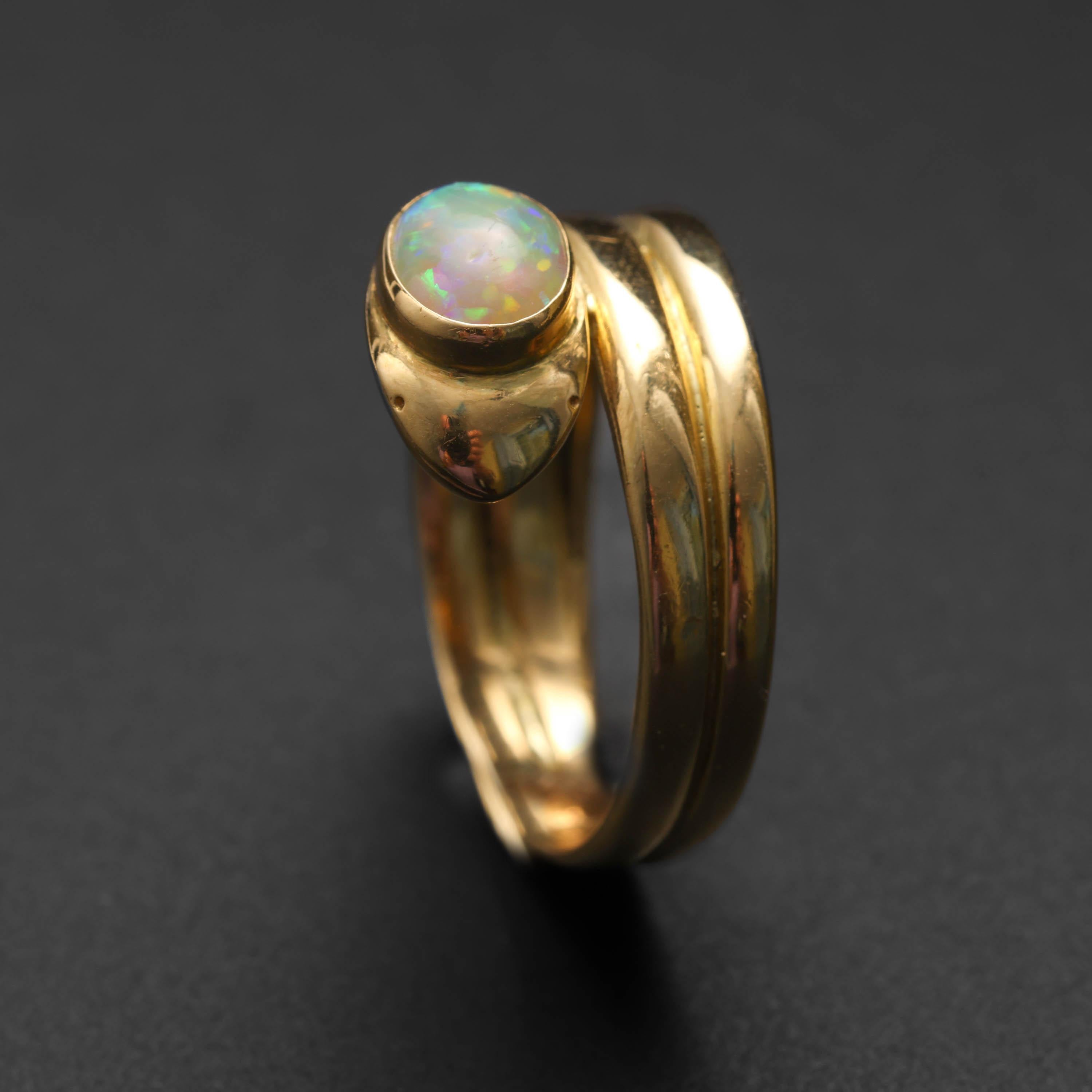 Victorian Snake Ring with Opal English circa 1876 Unisex