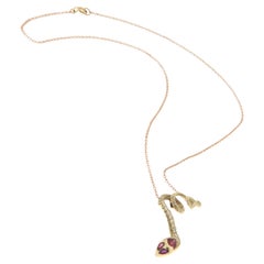 Snake Rubies Diamonds 14 Karat Yellow Gold Pendant Necklace