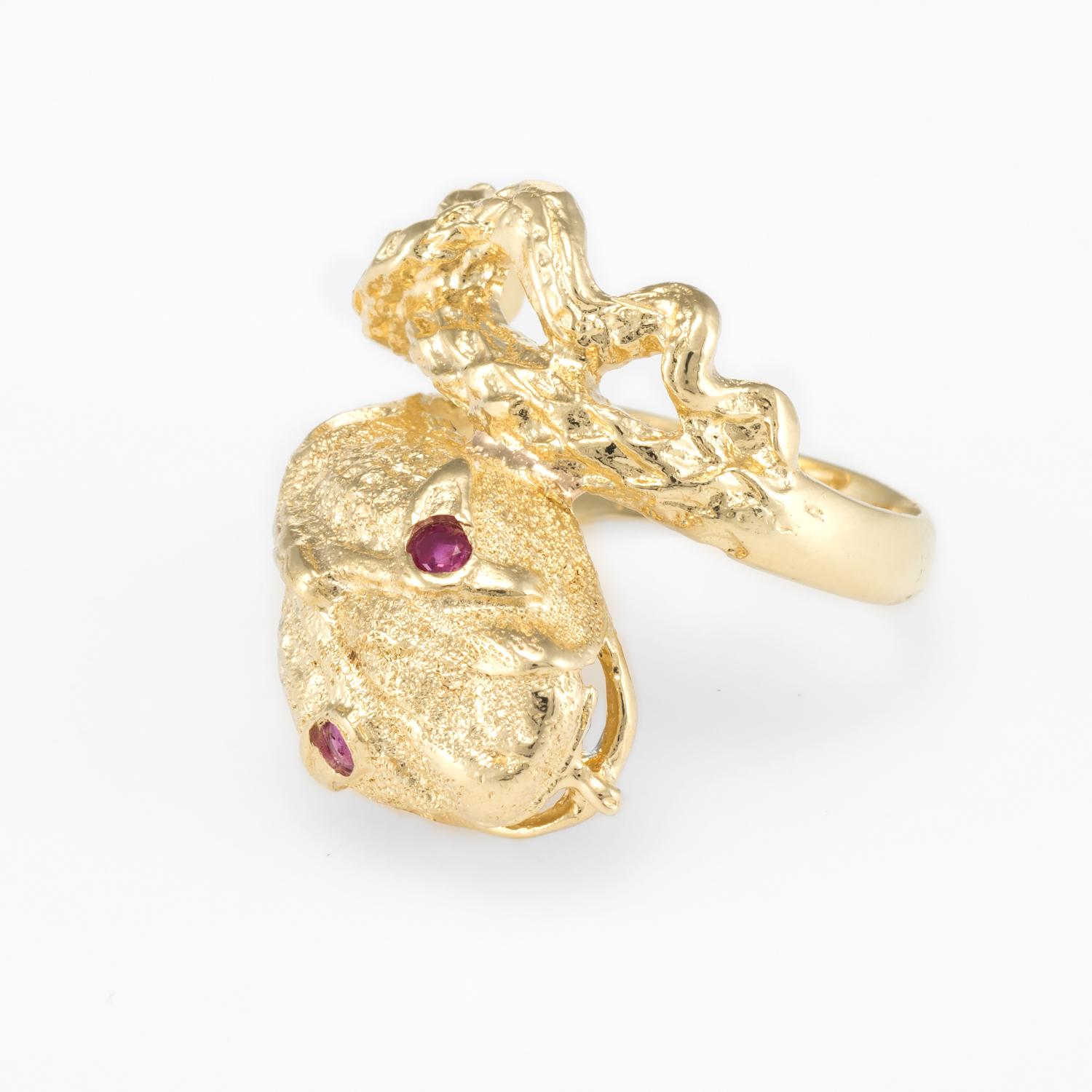 gold snake ring with ruby eyes