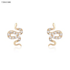 0.06ct Diamond Snake Shape 14K Gold Stud Earrings