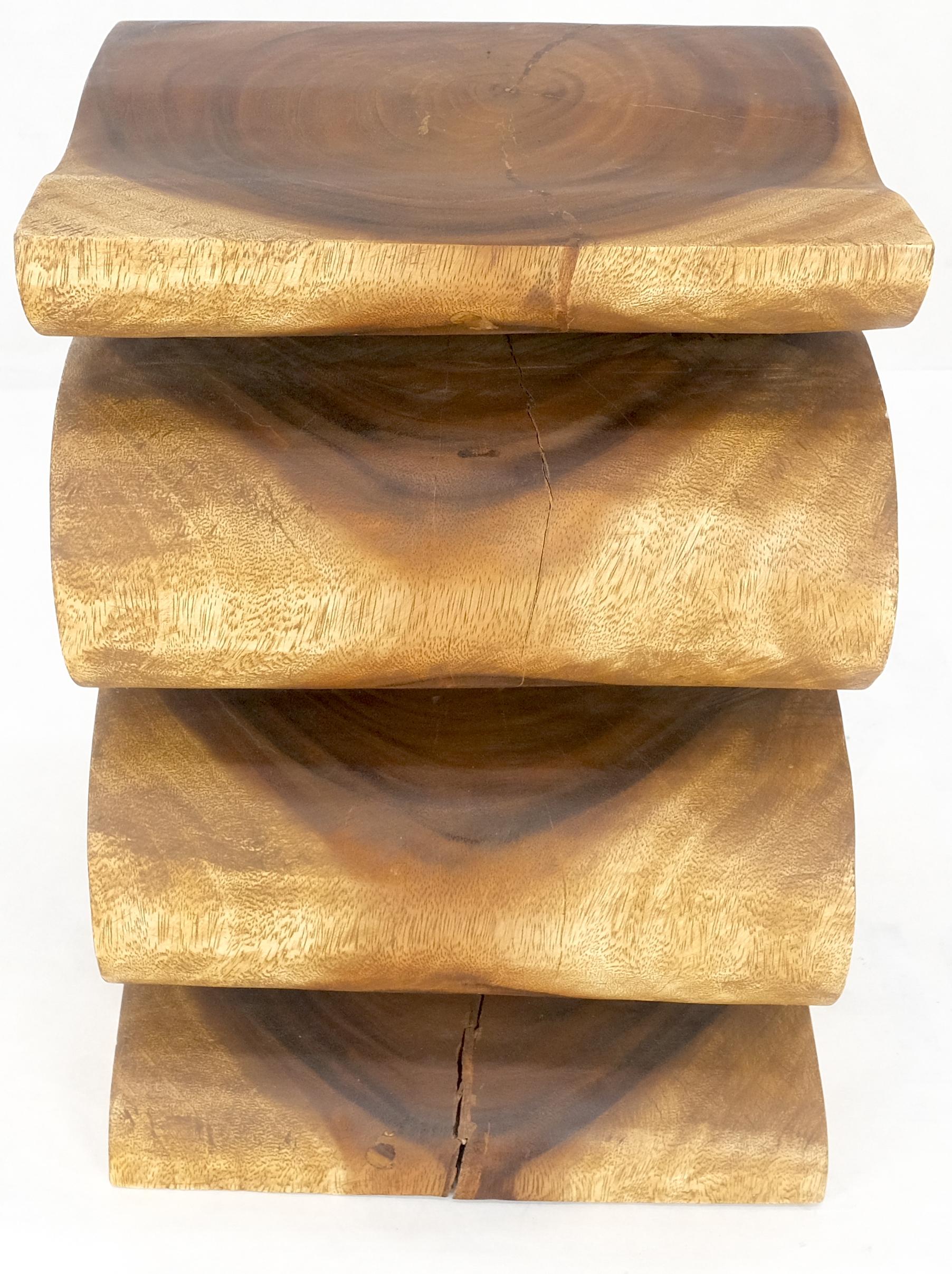 Snake Shape One Piece Carved Solid Walnut Square Top Stool Side Table Stand MINT For Sale 3