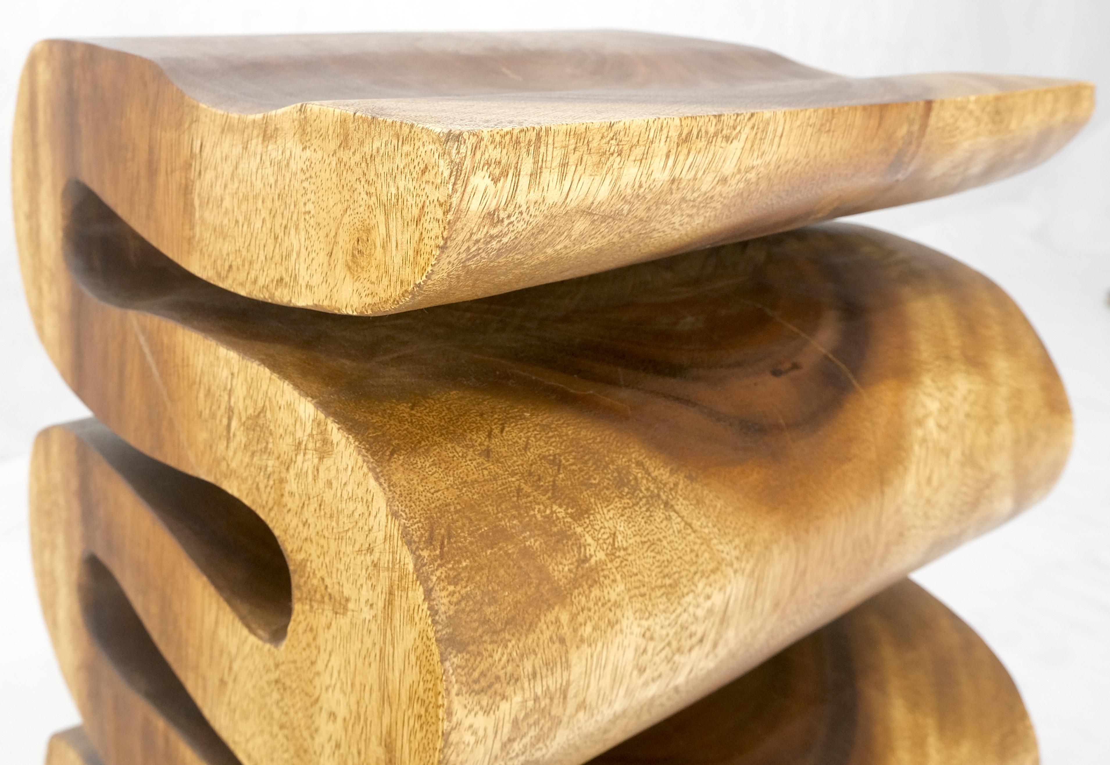 Unknown Snake Shape One Piece Carved Solid Walnut Square Top Stool Side Table Stand MINT For Sale