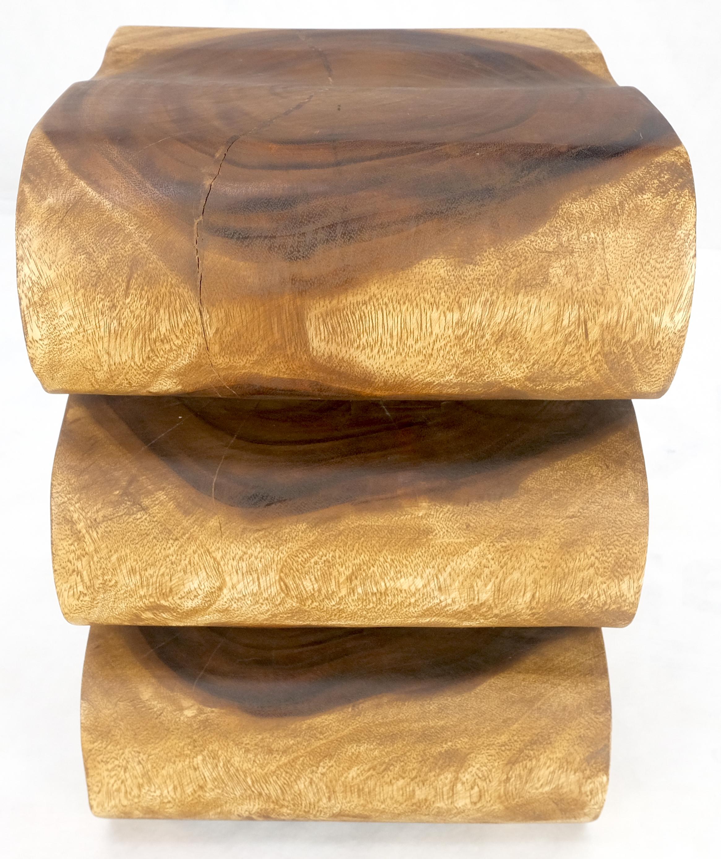 Snake Shape One Piece Carved Solid Walnut Square Top Stool Side Table Stand MINT In Excellent Condition For Sale In Rockaway, NJ