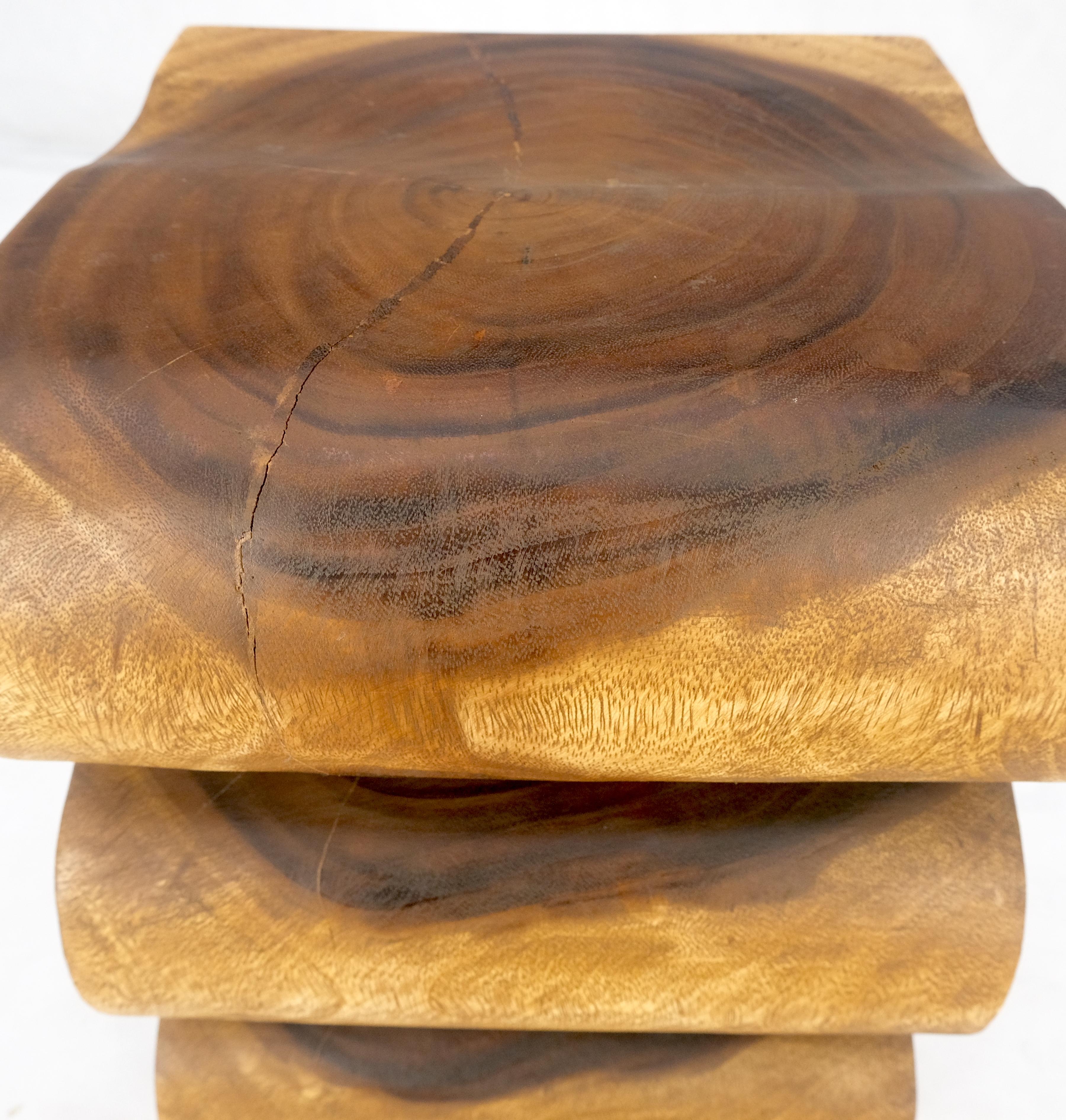 20th Century Snake Shape One Piece Carved Solid Walnut Square Top Stool Side Table Stand MINT For Sale