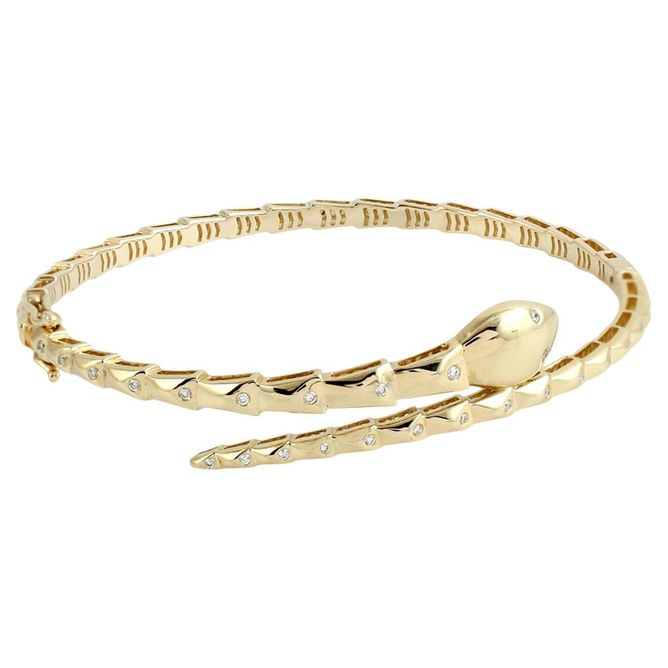 Snake Shaped Bracelet Made In 14k Yellow Gold