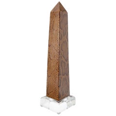 Vintage Snake Skin Obelisk on Polished Lucite Pedestal