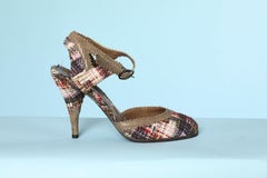 Snake skin and tweed sandals Chanel