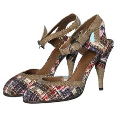 Snake skin and tweed sandals Chanel