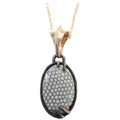 Snake Skin Fossil Pendant in Silver and 14 Karat Yellow Gold 
