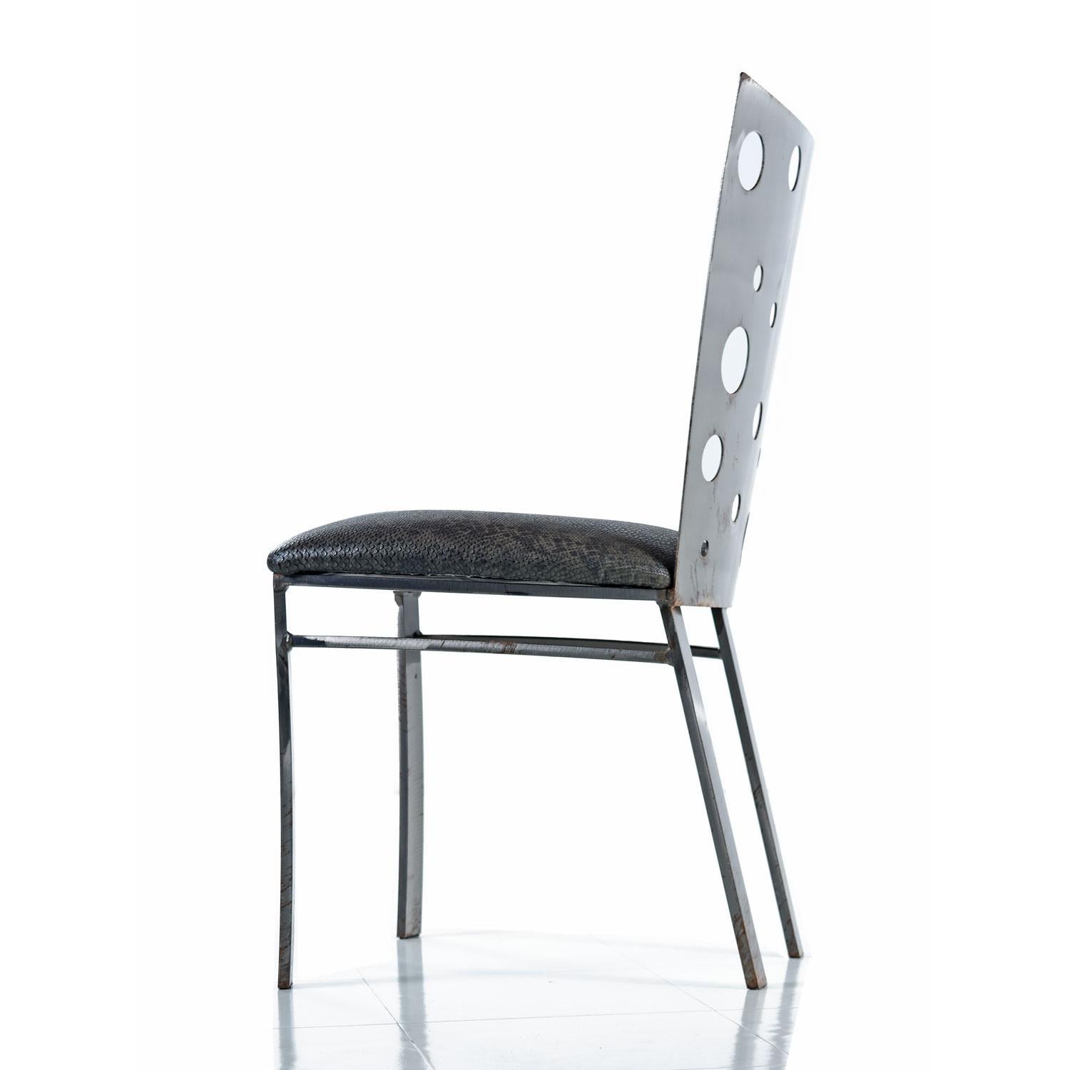Snake Skin Vinyl Brutalist Style Dining Chairs By Johnston Casuals