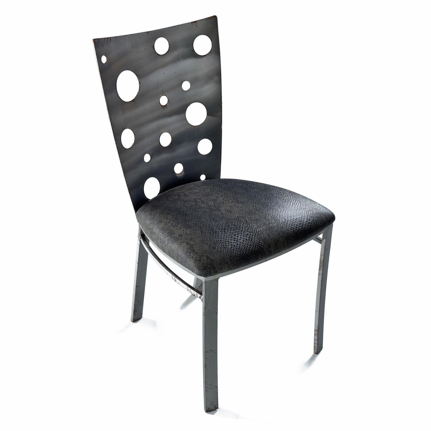 Snake Skin Vinyl Brutalist Style Dining Chairs by Johnston Casuals