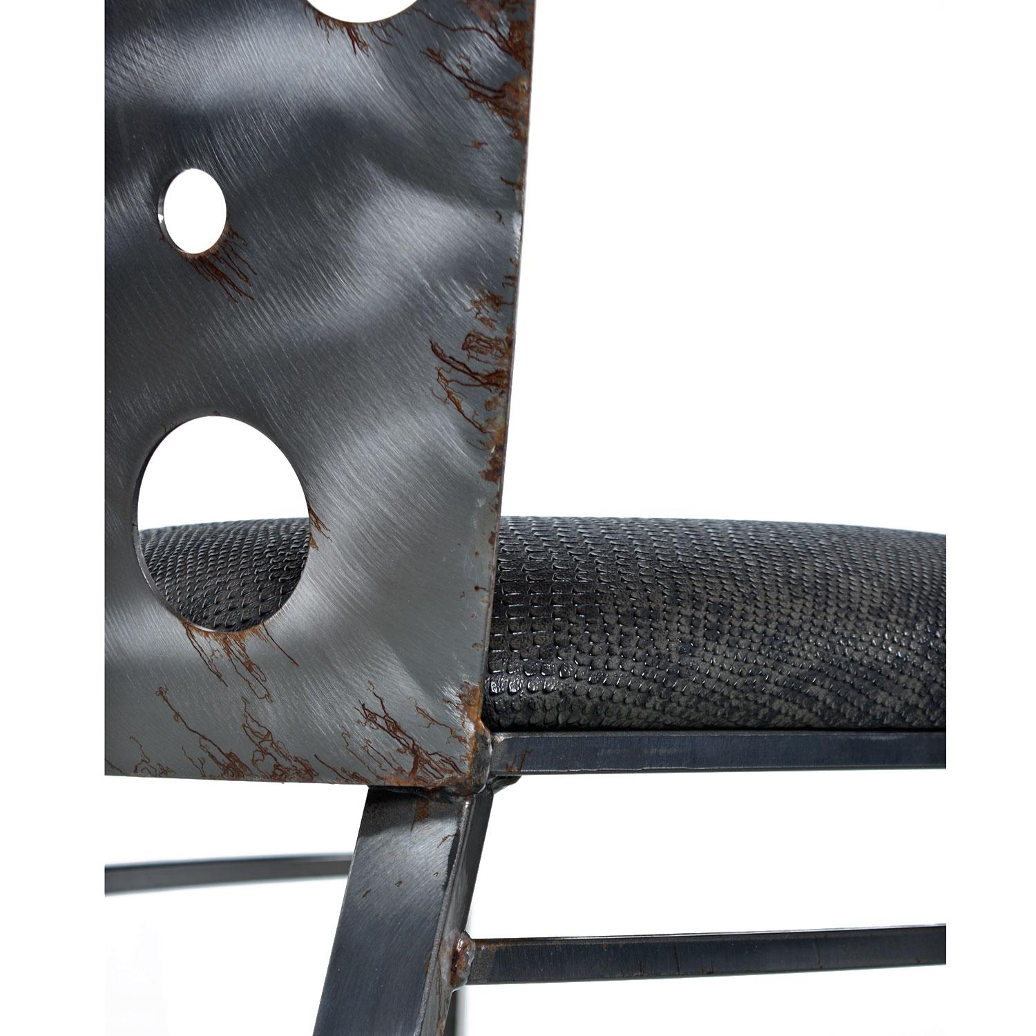 American Snake Skin Vinyl Brutalist Style Dining Chairs by Johnston Casuals Furniture