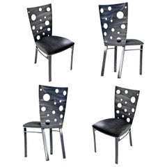 Snake Skin Vinyl Brutalist Style Dining Chairs by Johnston Casuals Furniture