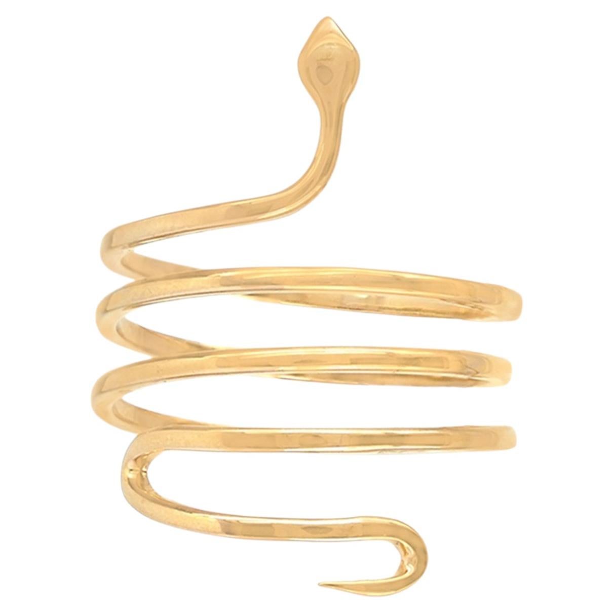 Snake Spiral Ring Solid 14k Yellow Gold Jewelry Stacking Wrap Minimalist Ring