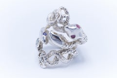 Snake Sterling Silver Ring Emerald White Diamond Pink Sapphire Tanzanite