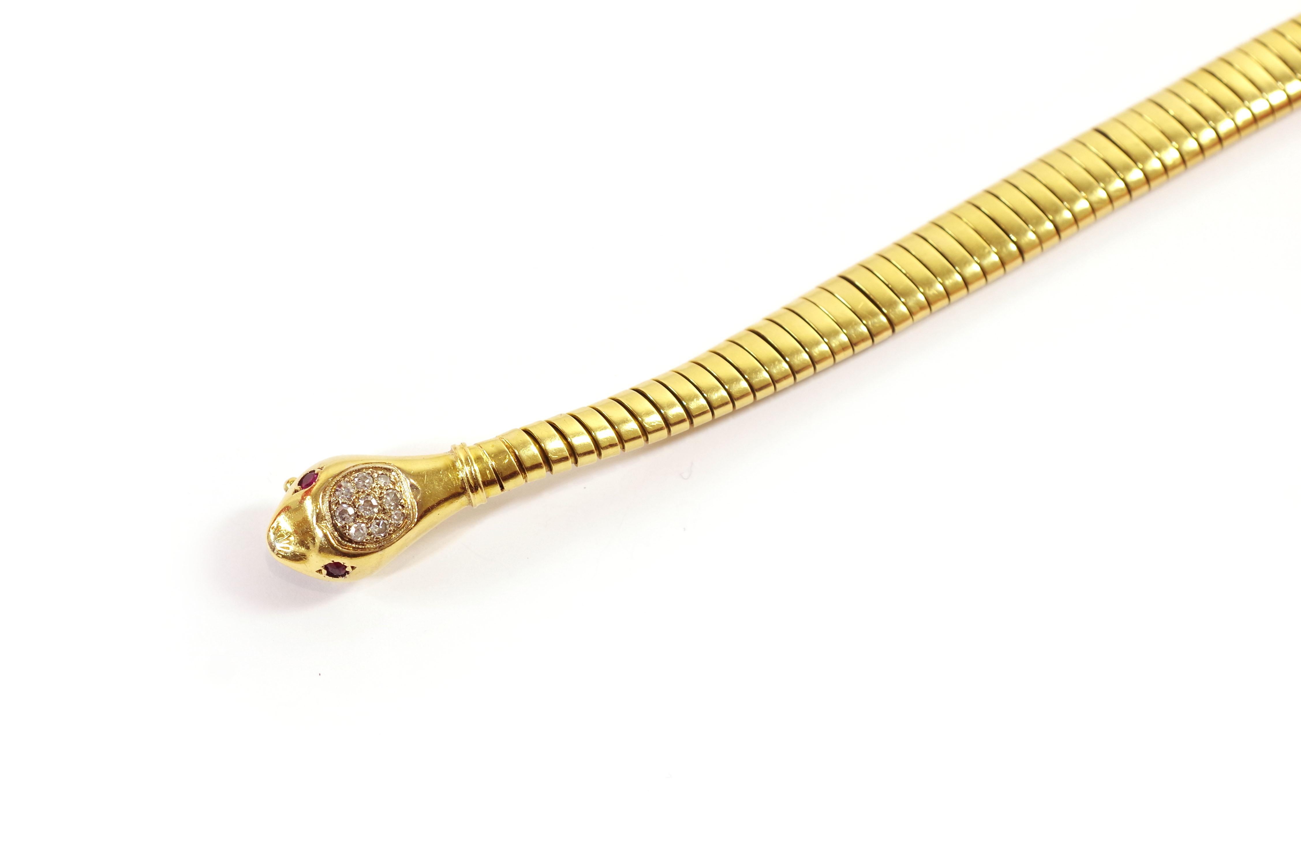 Schlangen-Tubogas-Armband aus Gelbgold 18k, Retro-Armband im Angebot 3