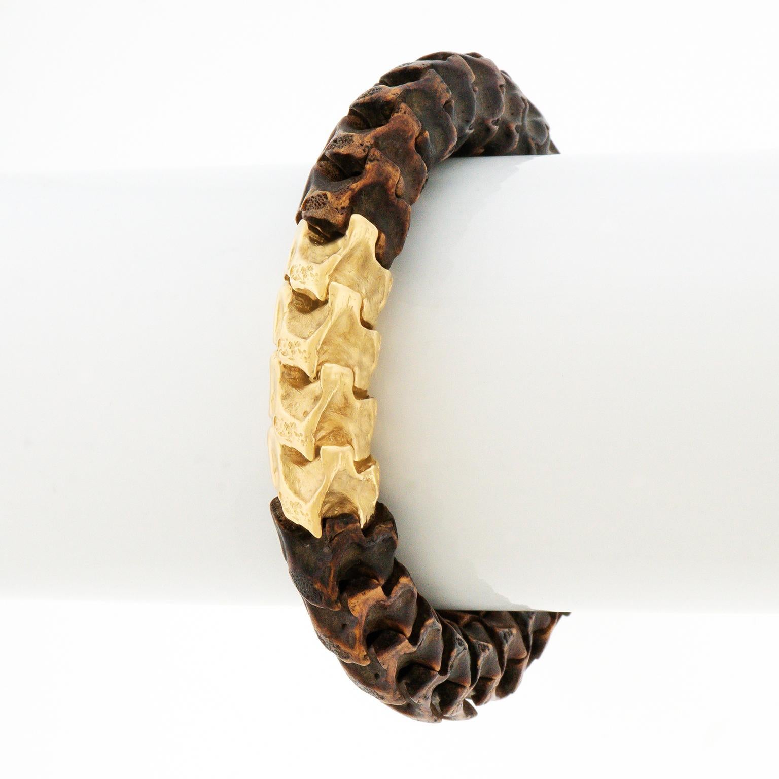 Snake Vertebrae and Gold Bracelet by Dan Telleen 18k c1992 Vail