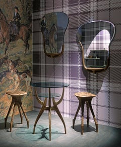 SNAKE Wall Mirror in Solid Walnut Wood by Nigel Coates