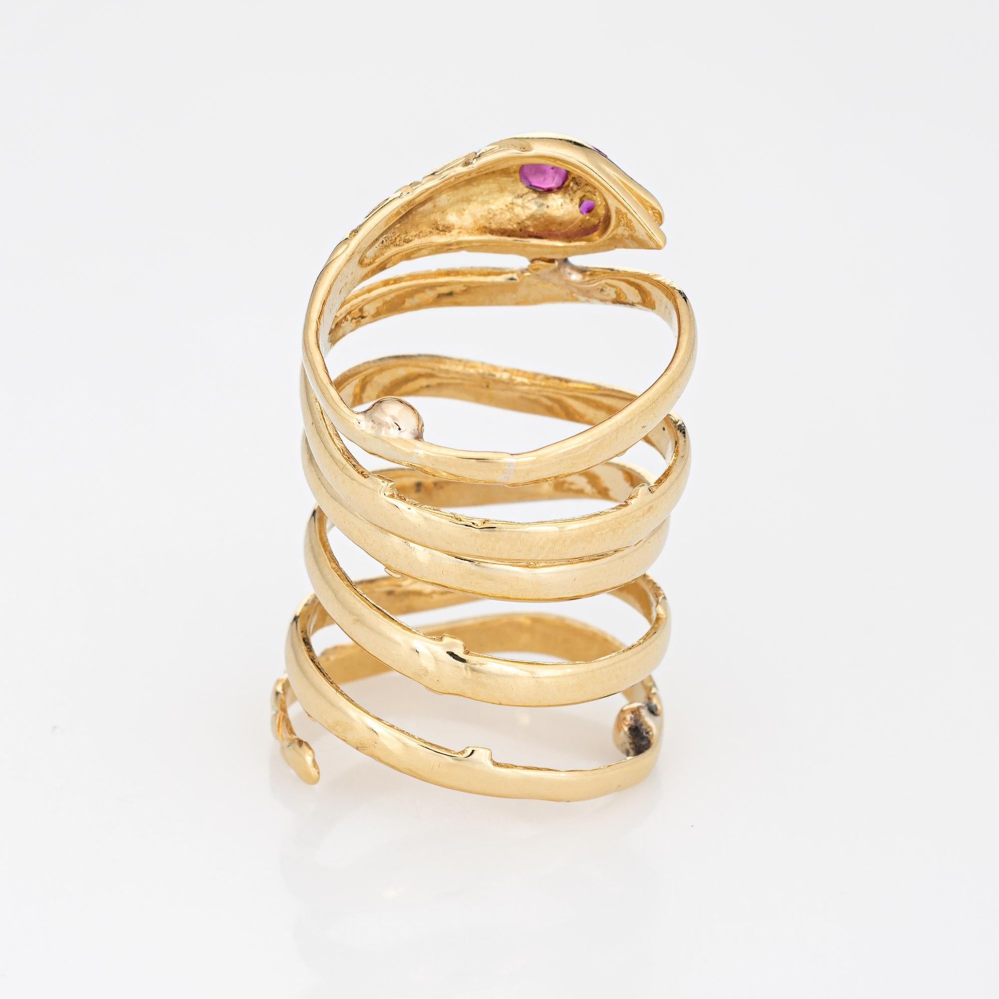 Moderne Bague enveloppante serpent vintage à 6 anneaux en or jaune 18 carats avec 5 serpents, bijouterie d'héritage en vente