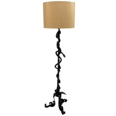Snake Wrought Iron Floor Lamp in the Style of Umberto Bellotto