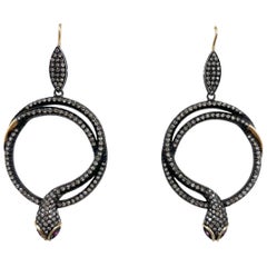 Snakes with Ruby Eyes and Diamonds Paradizia Earrings