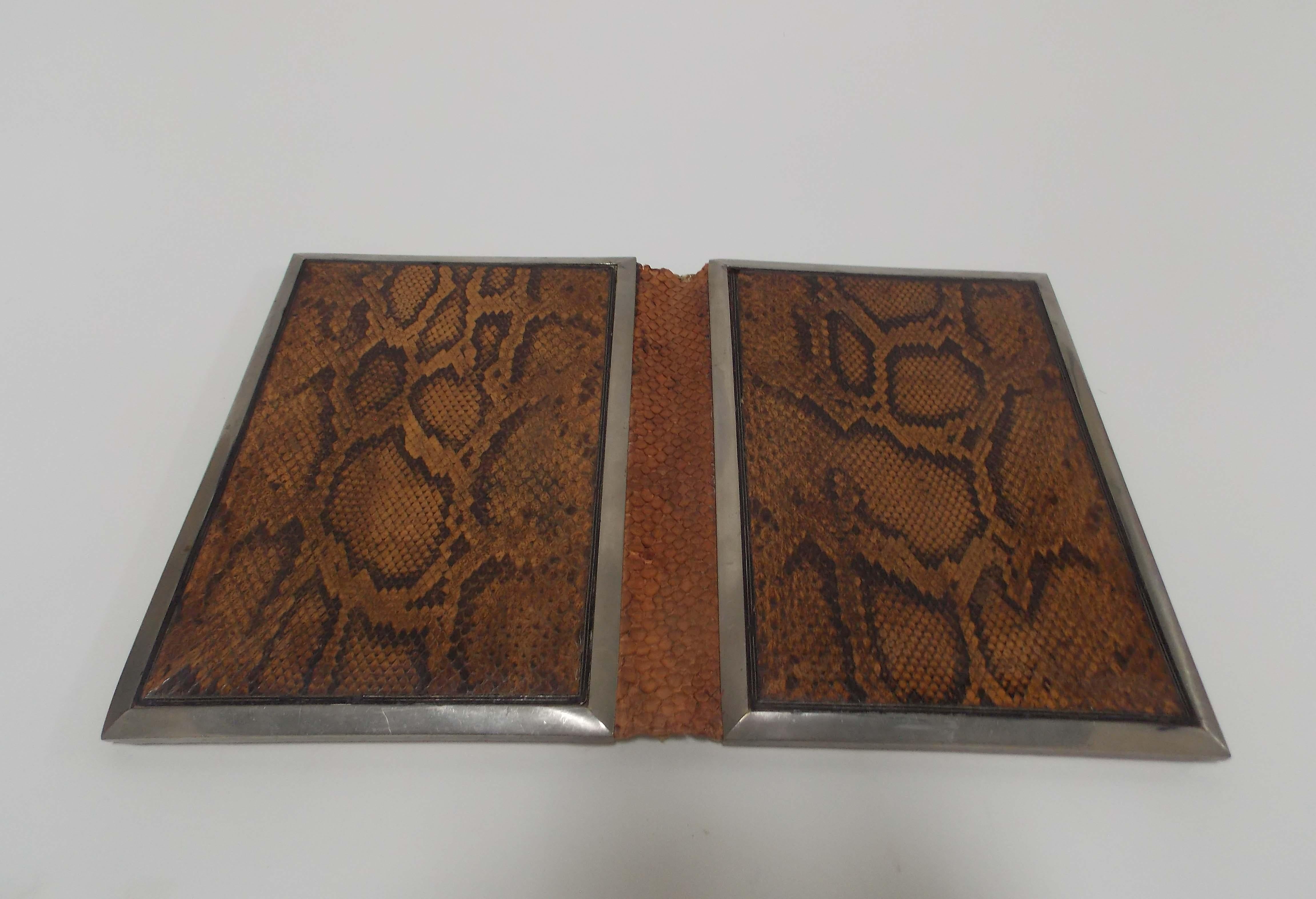Snakeskin and Silver Desk Book In Good Condition For Sale In West Palm Beach, FL