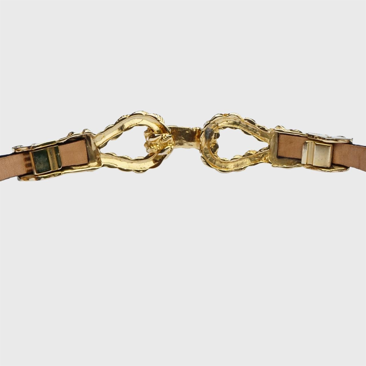 Cintura in pelle di serpente e camoscio con fibbia in corda placcata oro, circa anni '80 in vendita 4