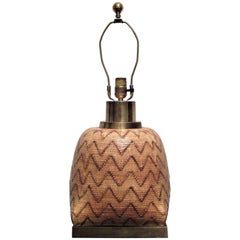 Snakeskin Basket Weave Glazed Ceramic Lamp by Chapman