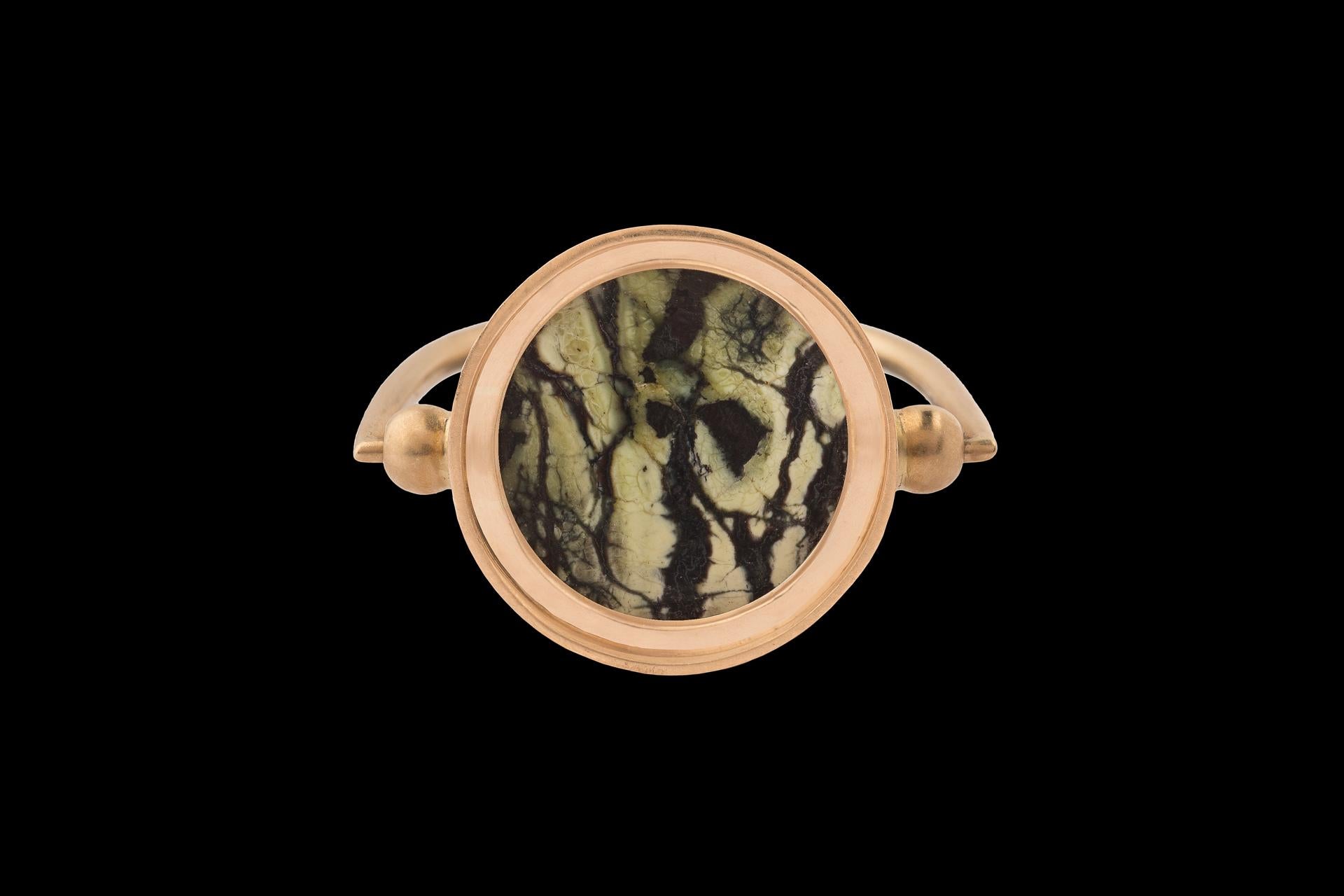 OUROBOROS Snakeskin Carved 18 Karat Yellow Gold Ring For Sale 1
