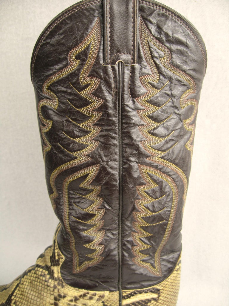 Snakeskin Cowboy boots Vintage Justin Men Women For Sale at 1stDibs ...