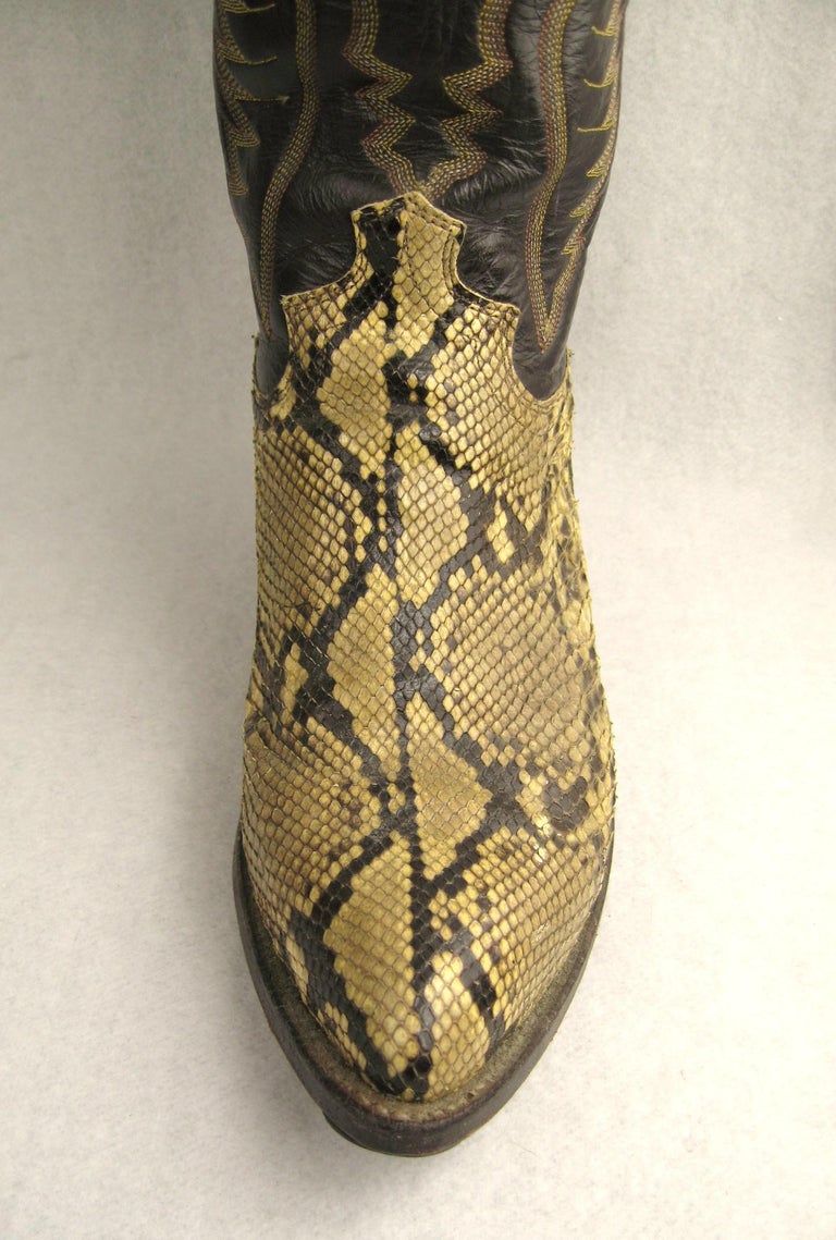 Snakeskin Cowboy boots Vintage Justin Men Women For Sale at 1stDibs ...