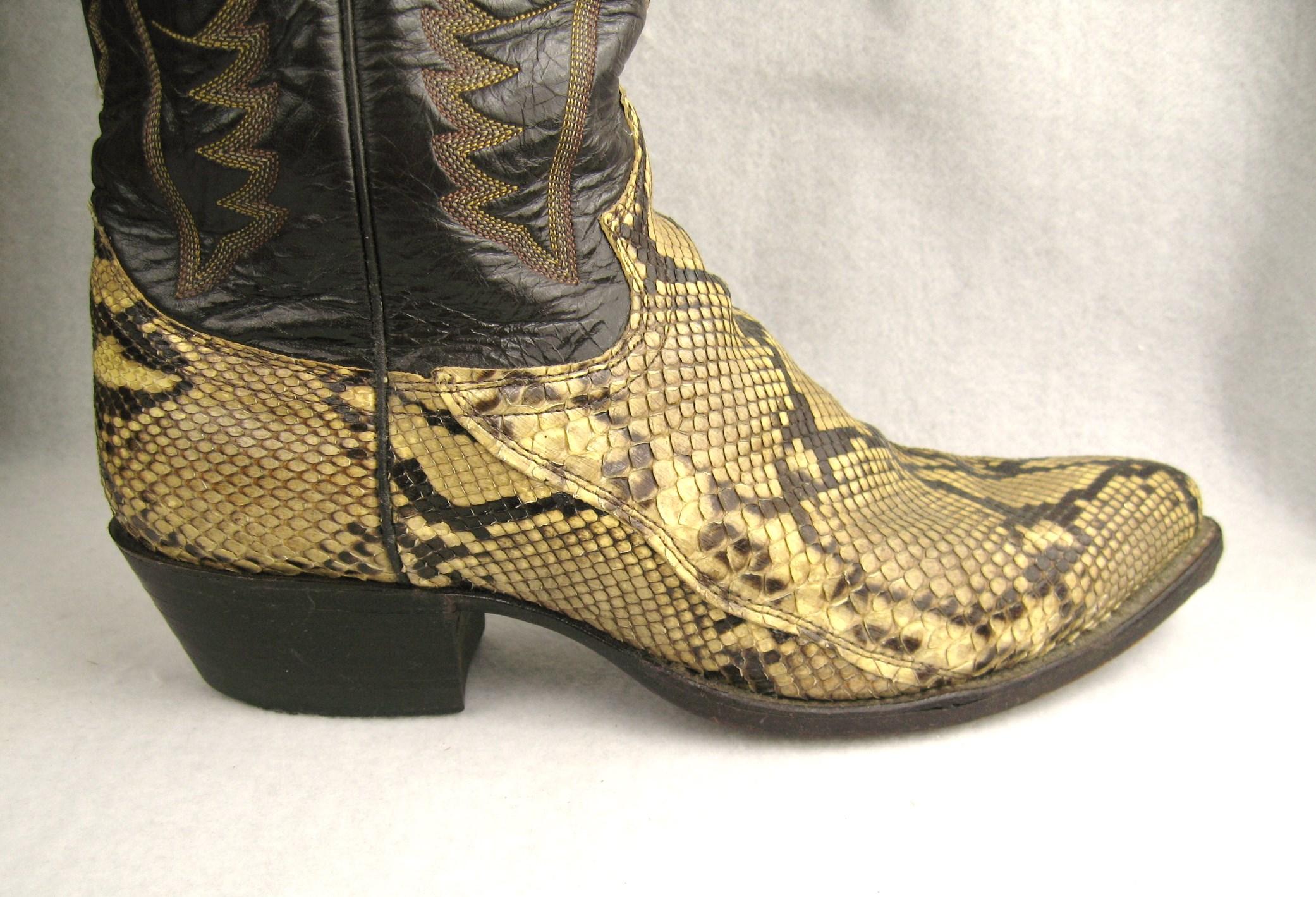  Snakeskin Cowboy boots Vintage Justin Men Women 1