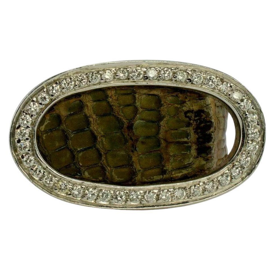 Anello con diamante in pelle di serpente Fascia in oro 18 carati di Homero Vintage in vendita