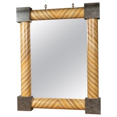 Snakeskin Embossed Leather Mirror in the Style of Karl Springer