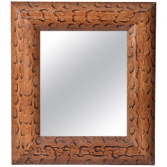 Miroir encadré de peau de serpent France, vers 1980