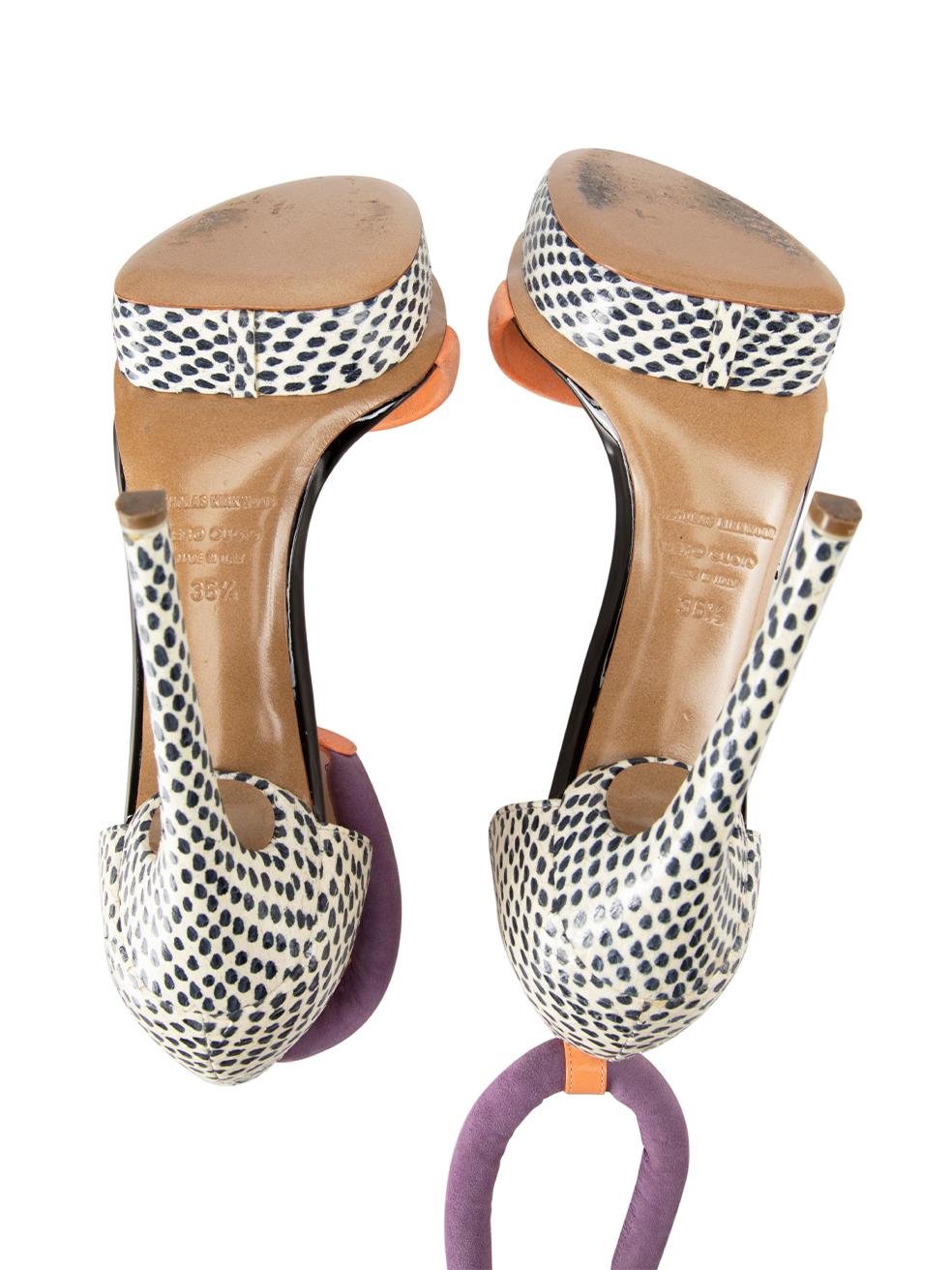 Women's Snakeskin & Leather Platform Heeled Sandals Size IT 36.5 For Sale