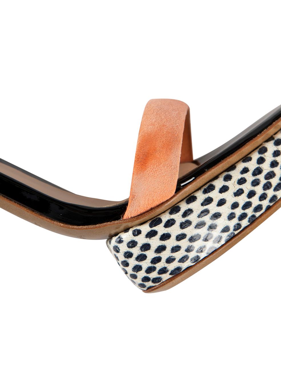 Snakeskin & Leather Platform Heeled Sandals Size IT 36.5 For Sale 1