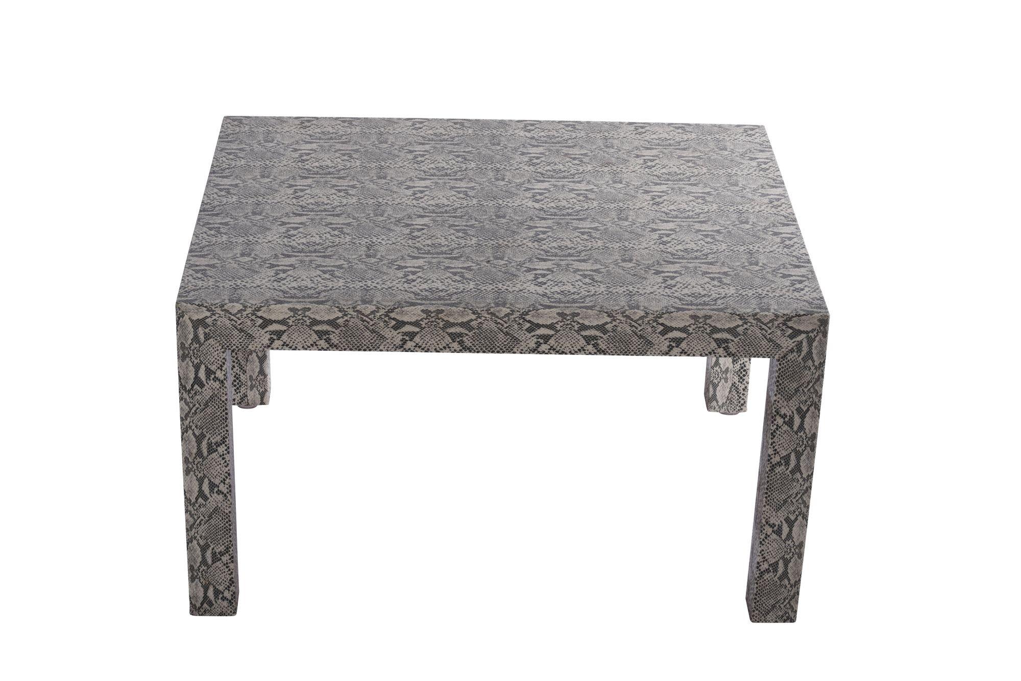 American Snakeskin Parsons Lamp Table, 1970 For Sale