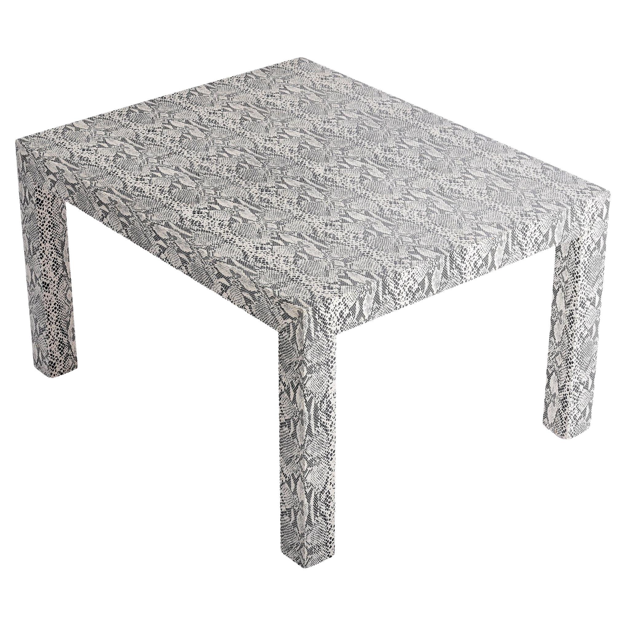 Snakeskin Parsons Lamp Table, 1970 For Sale