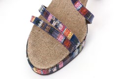 Snakeskin Printed Multi Color Leather High Heel Sandals By Audley of London.
