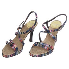 Snakeskin Printed Multi Color Leather High Heel Sandals By Audley of London.